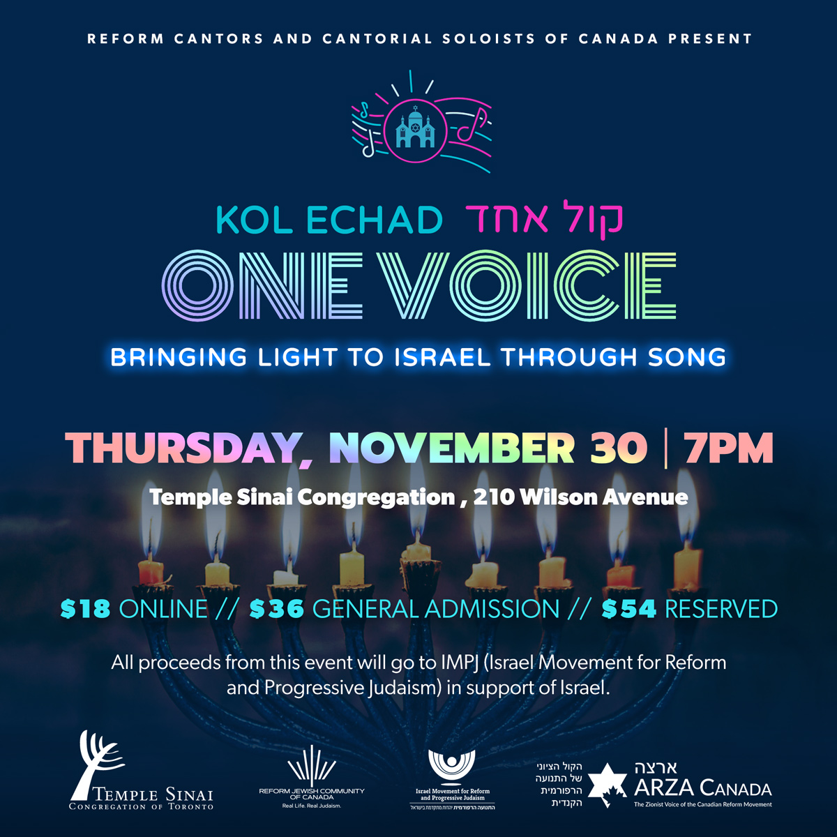 Kol Echad RCCC Concert Thursday November 30, 2023